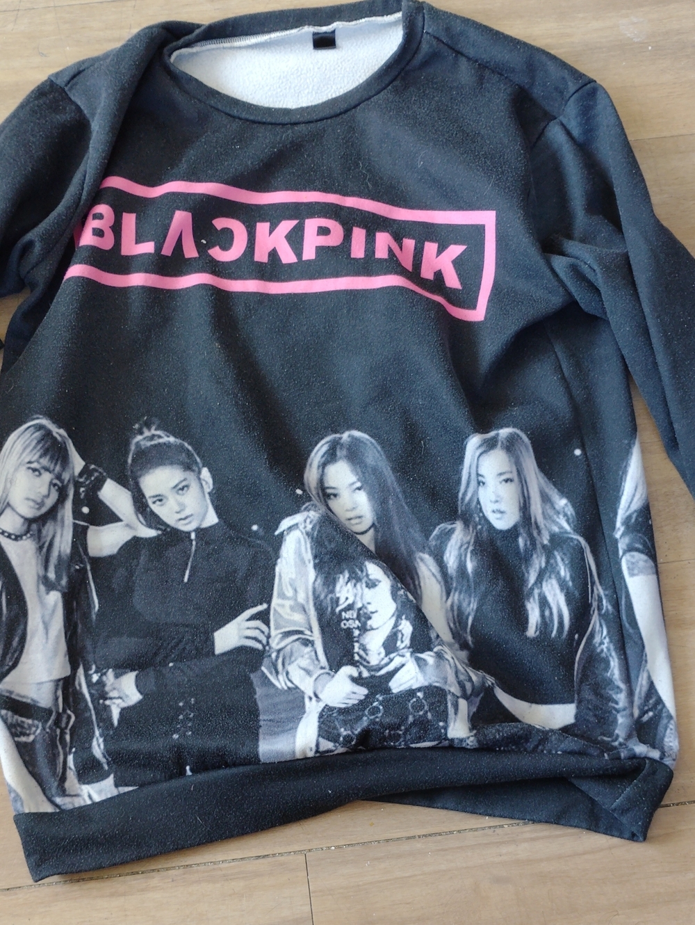 BLACKPINK Logo Graphic Sweatshirt - Black with Pink Accent Group Sweater Kpop